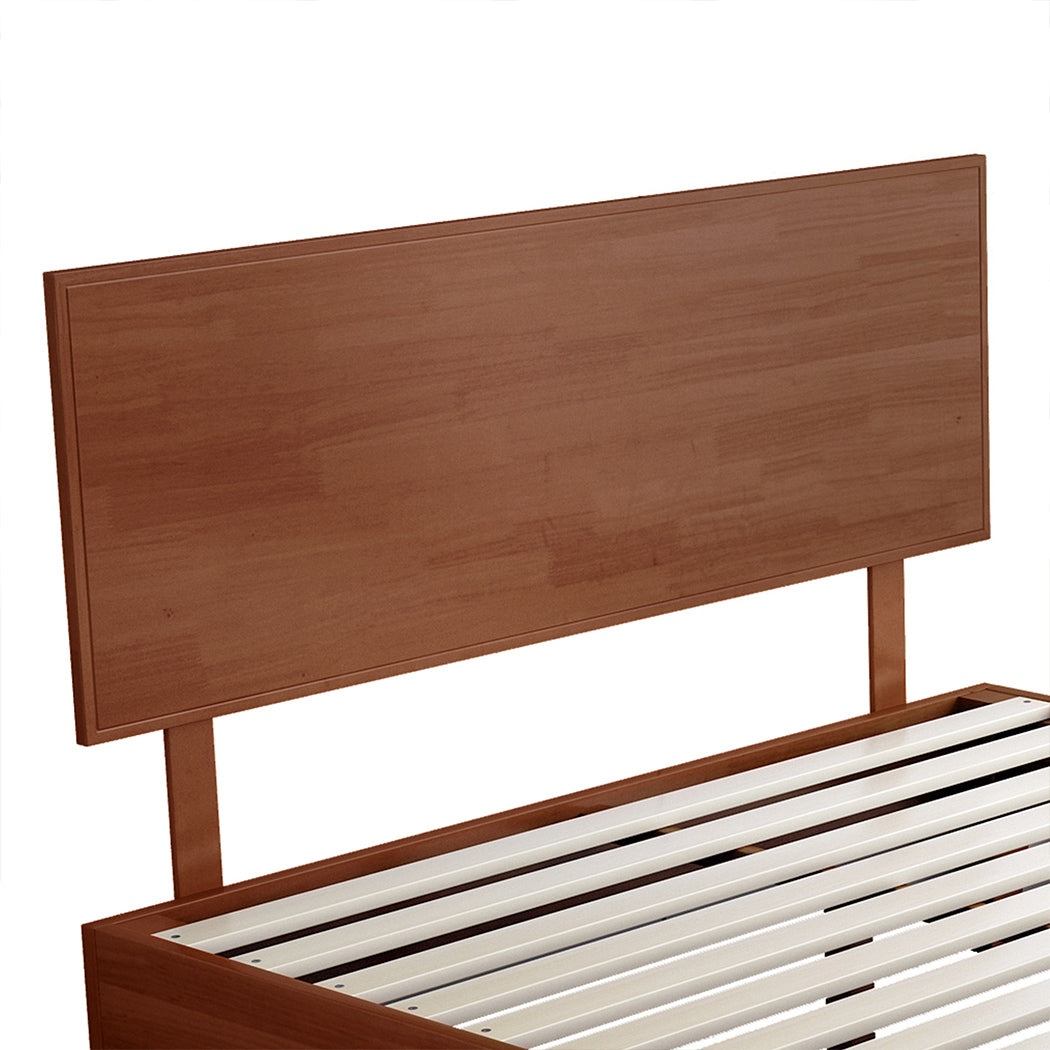 Naomi Rubberwood Bed Frame - Walnut Queen