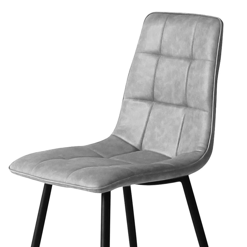 Hayes Set of 4 Dining Chairs Kitchen Table Lounge Room Padded Seat PU Leather - Grey