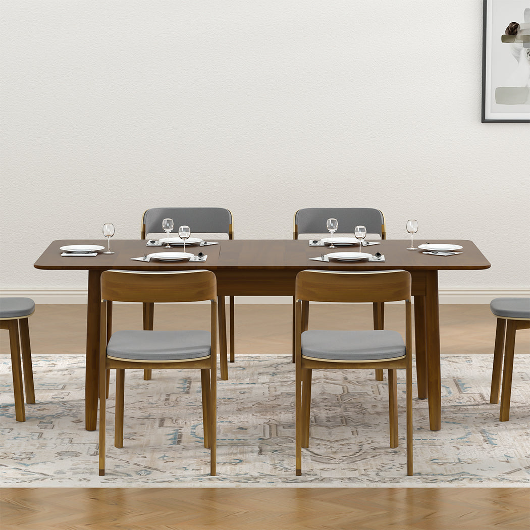 Dining Table 1.6-2M Extendable Rubber Wood Frame Rectangle 8-10 Seater