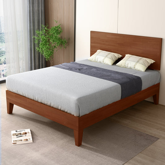 Naomi Rubberwood Bed Frame - Walnut Double