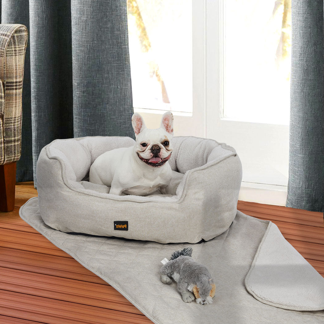 XXLarge Dog Beds Pet Set Quilted Blanket - Beige