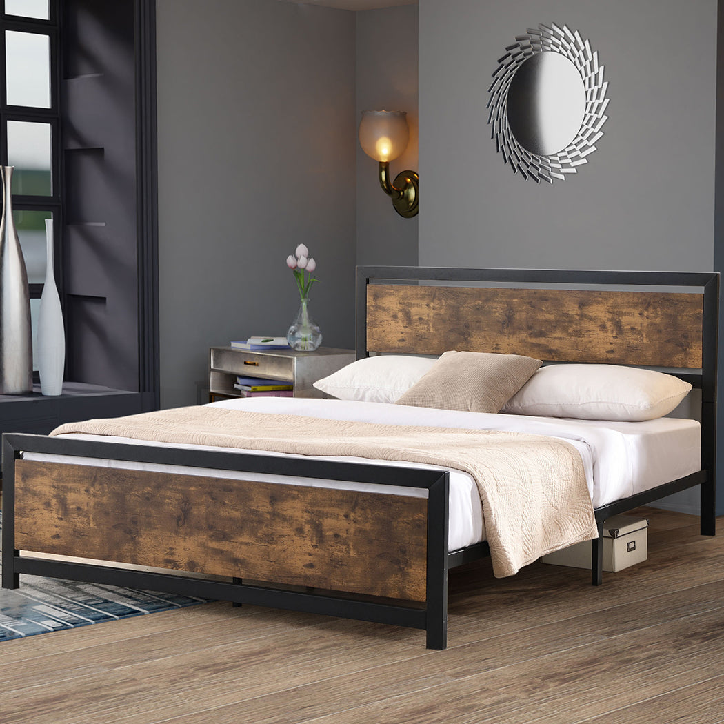 Kindred Bed & Mattress Package with 34cm Black Mattress - Black & Wood Double