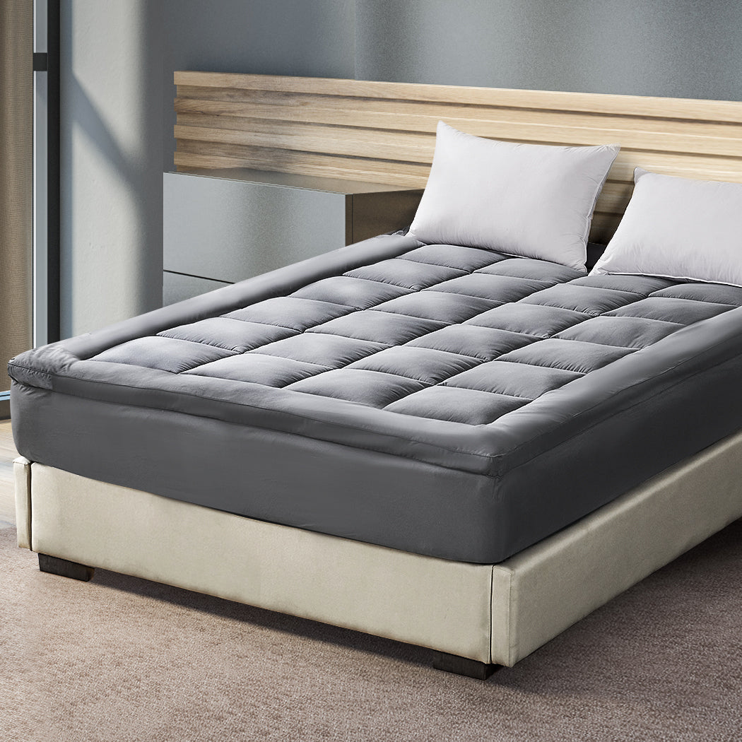 KING SINGLE 1000gsm Mattress Bamboo Fibre - Grey