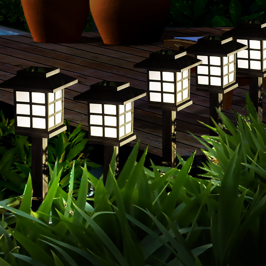 Set of 12 LED Solar Power Garden Landscape Path Poles