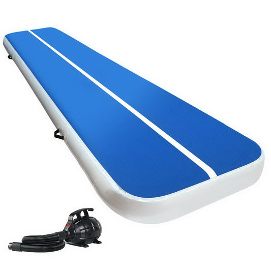 4x1m Inflatable Air Track Mat 20cm Thick with Pump Tumbling Gymnastics Blue