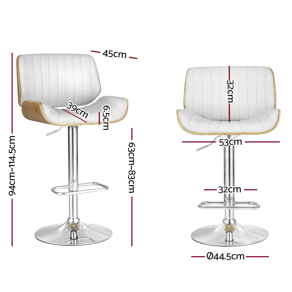 114.5cm Preston Bar Stools Kitchen Stool Chairs Metal Barstool Dining Chair Swivel - White