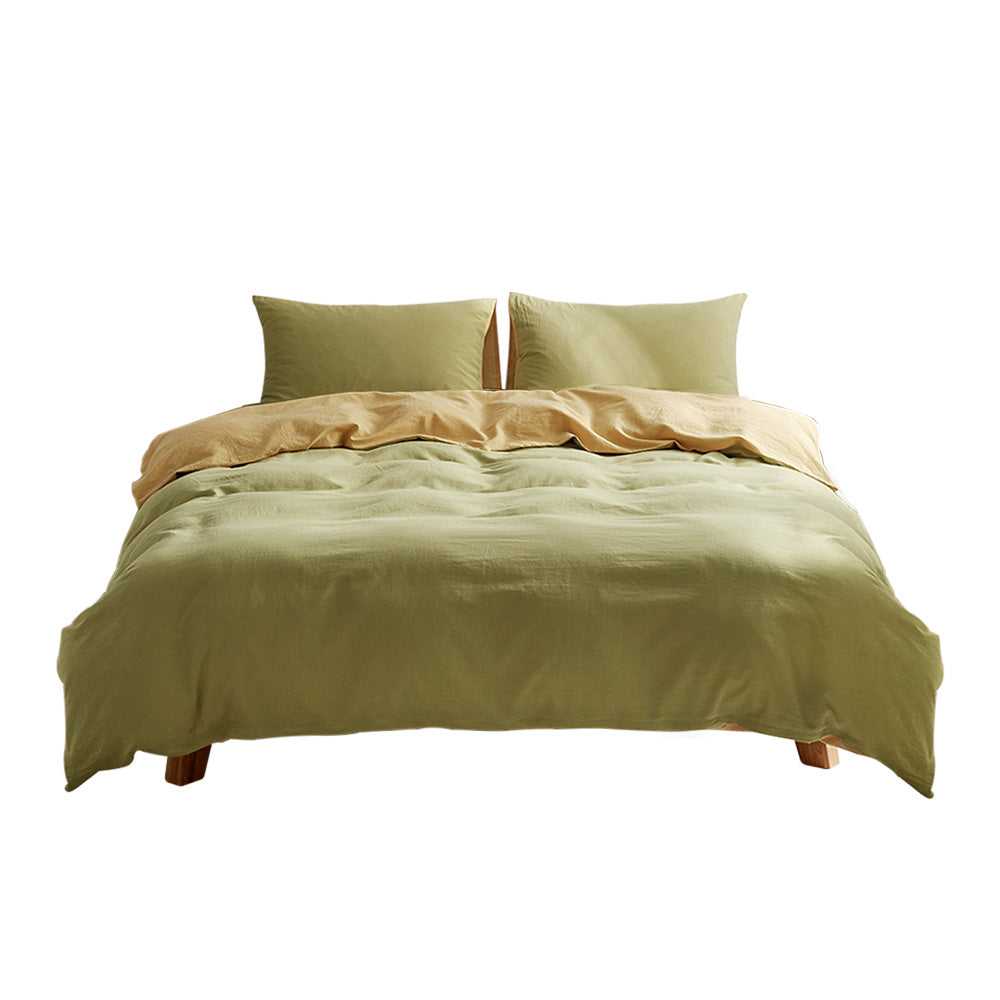 DOUBLE Washed Cotton Quilt Set - Yellow Lime