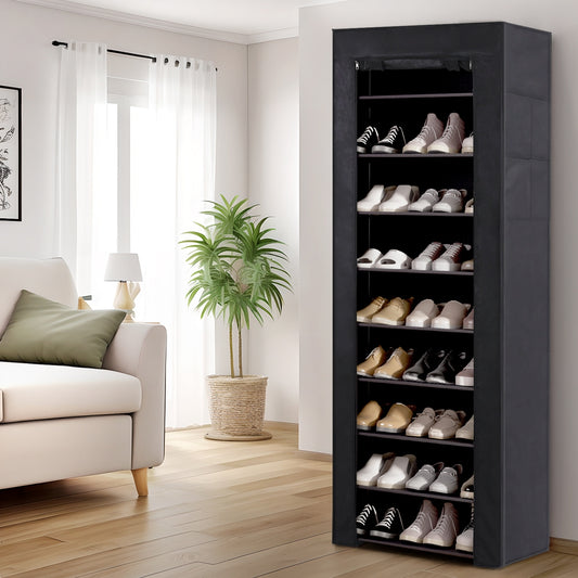 Artiss Shoe Rack Cabinet Removable Cover 10 tier Black