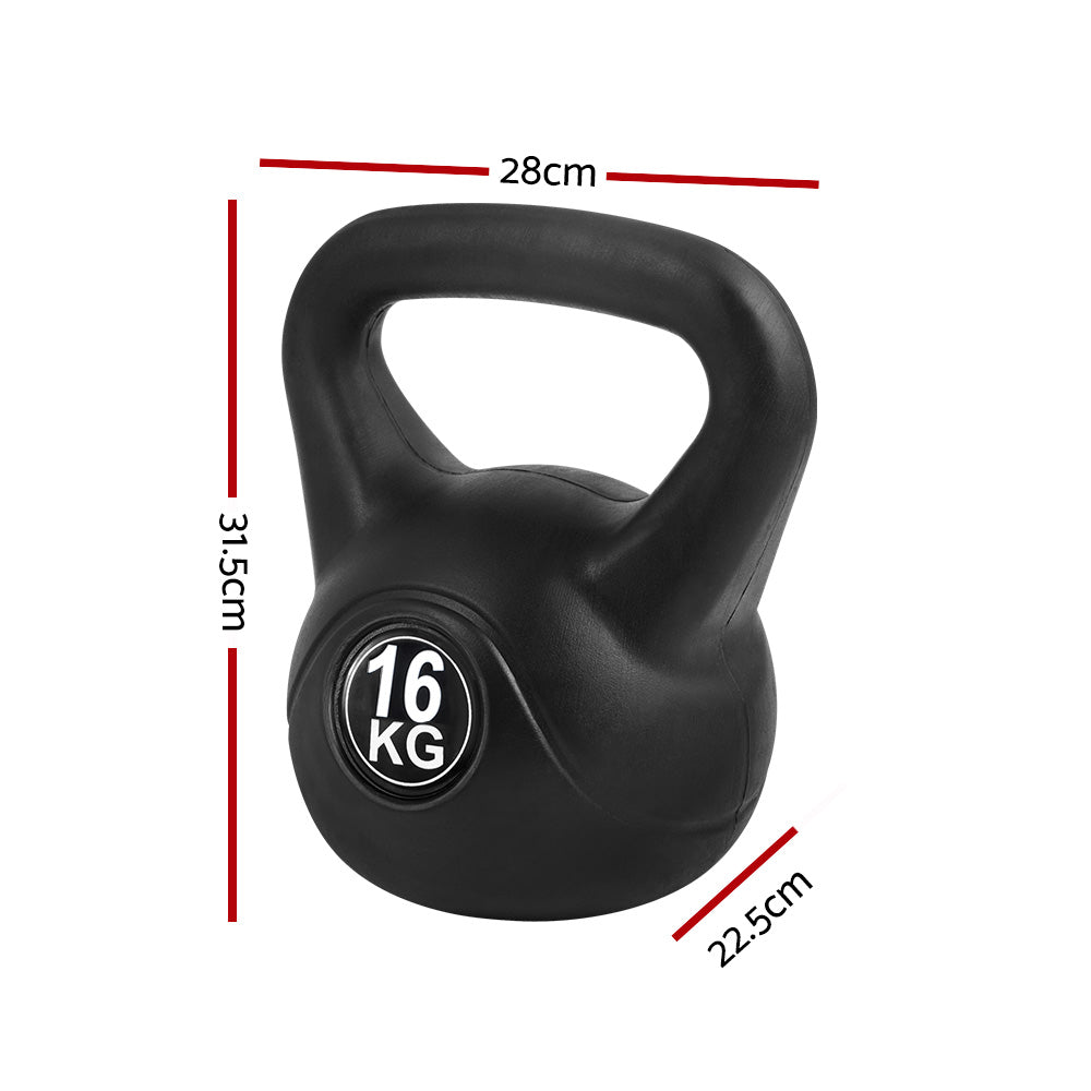 16kg Kettlebell Set Weight Lifting Bench Dumbbells Kettle Bell Gym Home