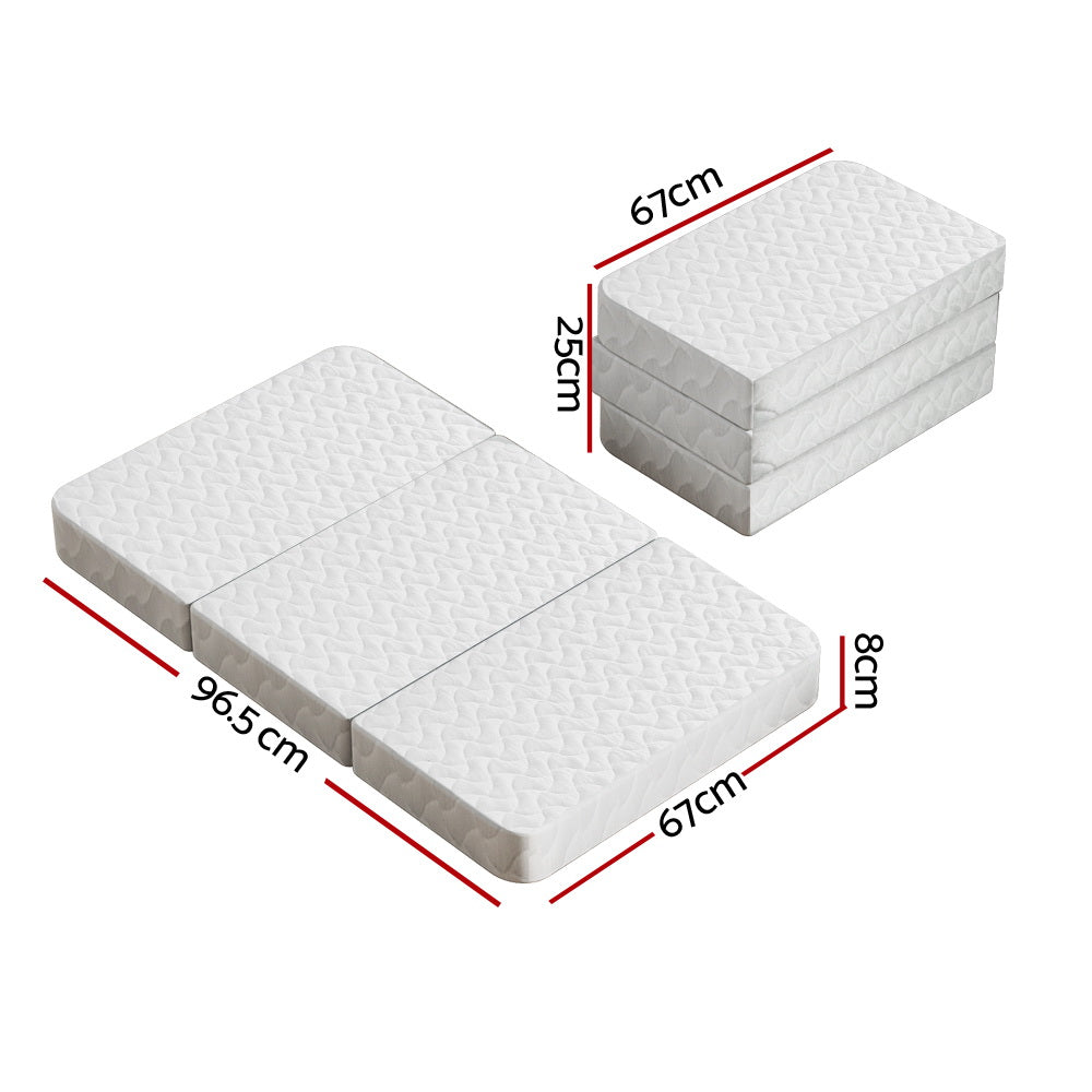 Aubrey 8cm Foldable Mattress Portacot Foam Mattresses Travel Cot Baby Bamboo Cover - Cot