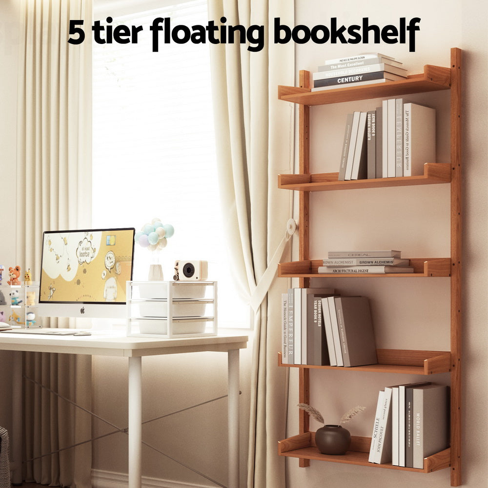 Artiss Bookshelf Floating Shelf Capiz Oak