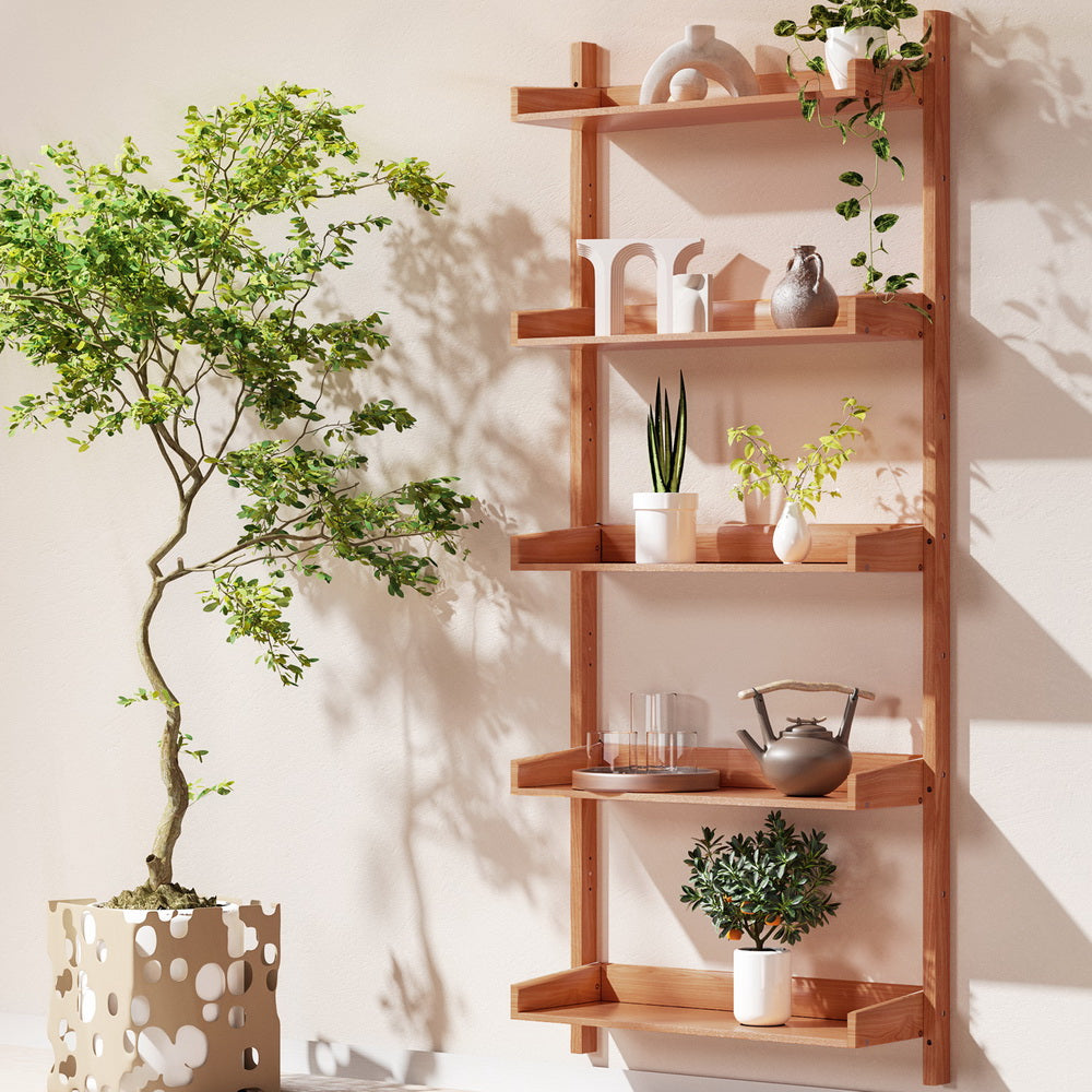 Artiss Bookshelf Floating Shelf Capiz Oak