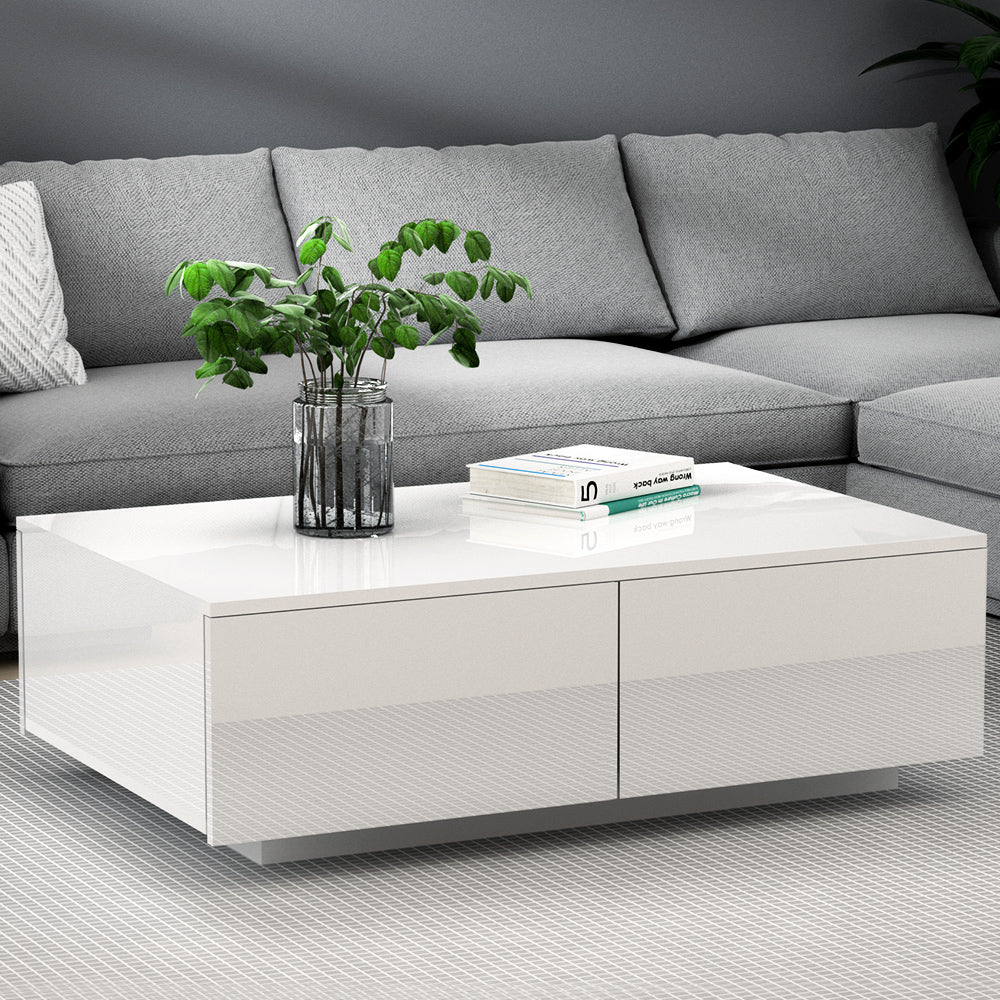 Iphion Coffee Table with 4 Drawers - White