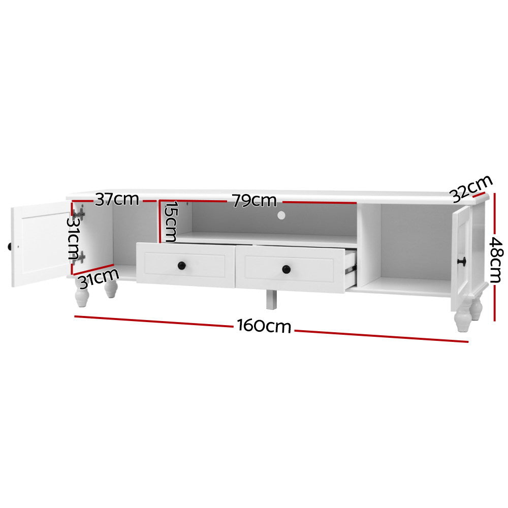 Rune 160cm TV Cabinet Entertainment Unit Stand French Provincial Storage - White