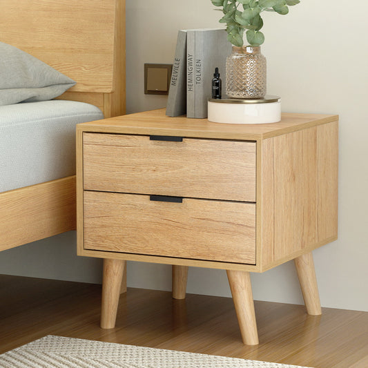 Barrie Wooden Bedside Tables Nightstand with 2 Drawers - Pine
