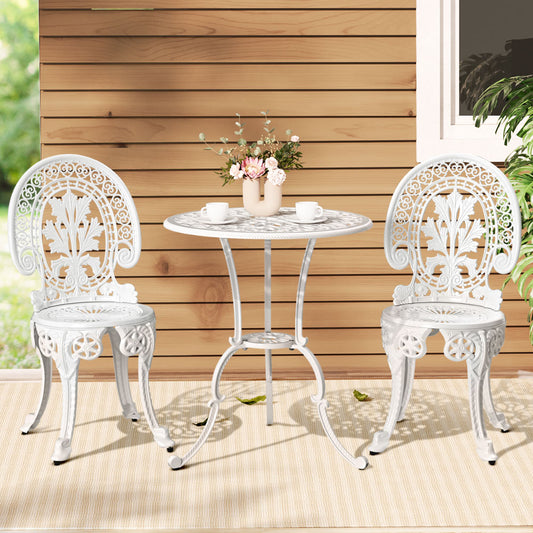 Kaitlyn 2-Seater Patio Furniture Outdoor Bistro Chairs Aluminium - White