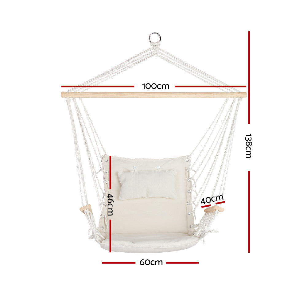 Hammock Chair Hanging with Armrest Camping Hammocks - Cream
