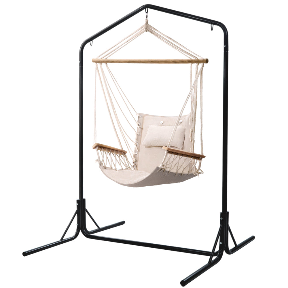 Outdoor Hammock Chair with Stand Swing Hanging Hammock Garden - Cream