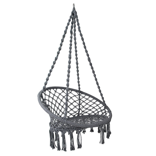 Hammock Chair Outdoor Hanging Macrame Cotton Indoor - Grey