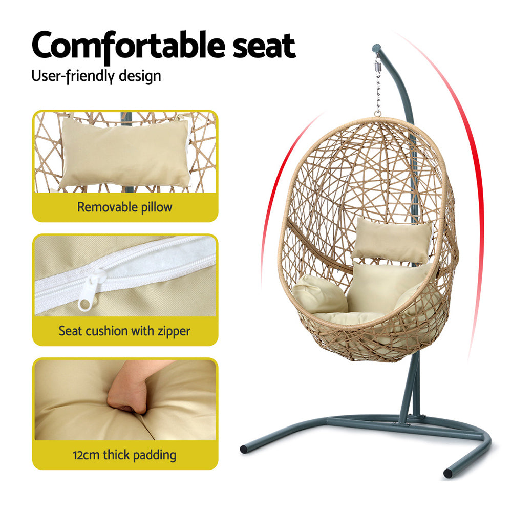 Yoshi Egg Swing Chair Wicker with Stand - Yellow