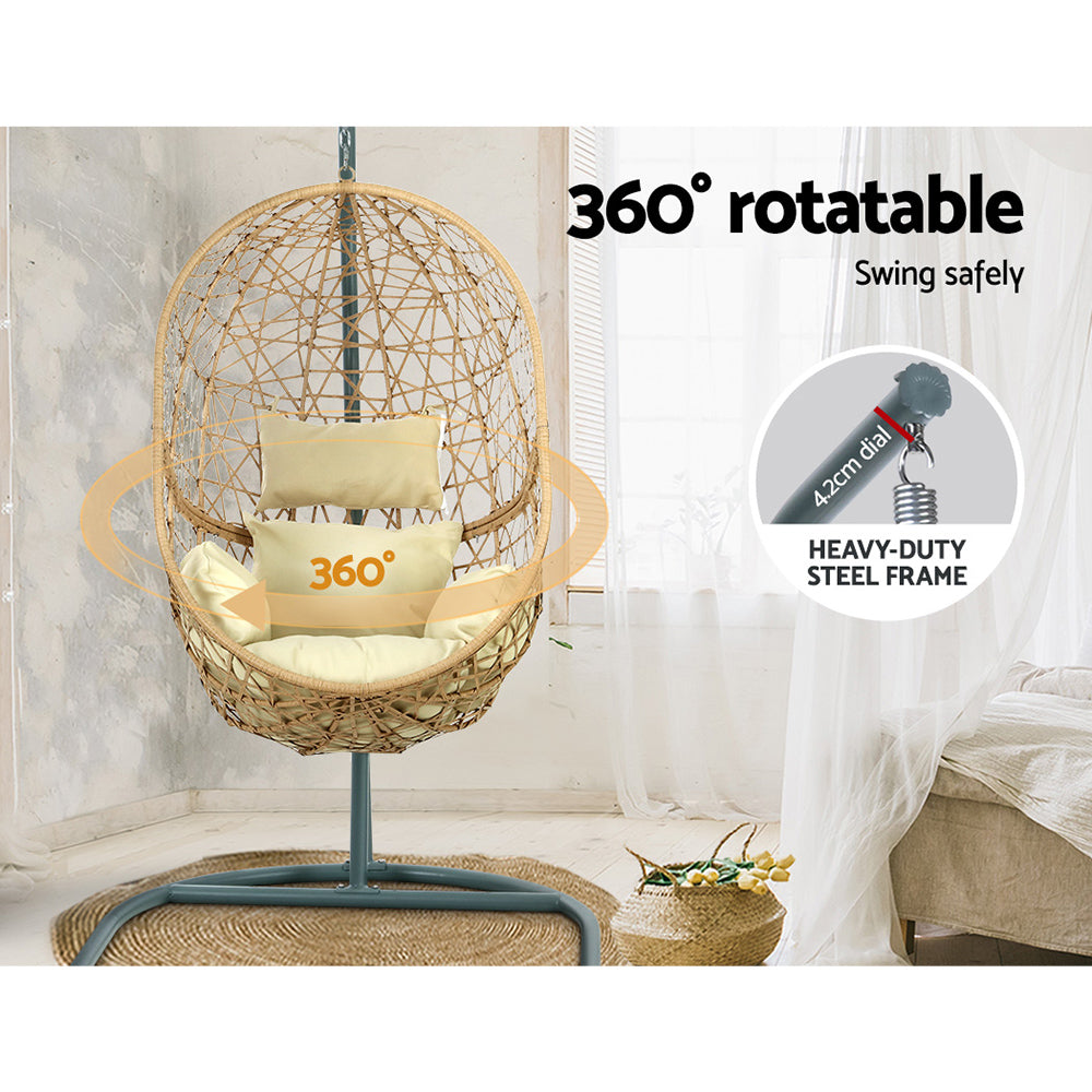 Yoshi Egg Swing Chair Wicker with Stand - Yellow