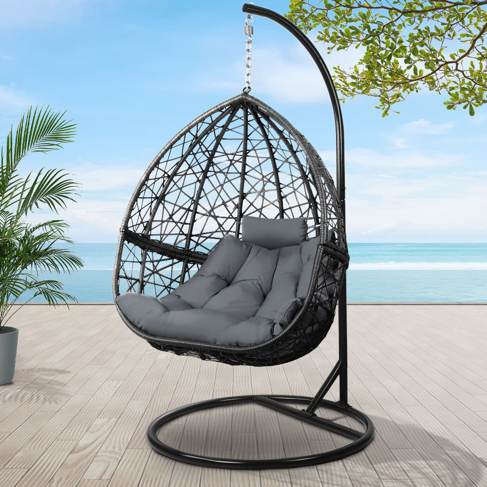 Outdoor Hanging Swing Chair - Black Online in Australia – Factory Buys