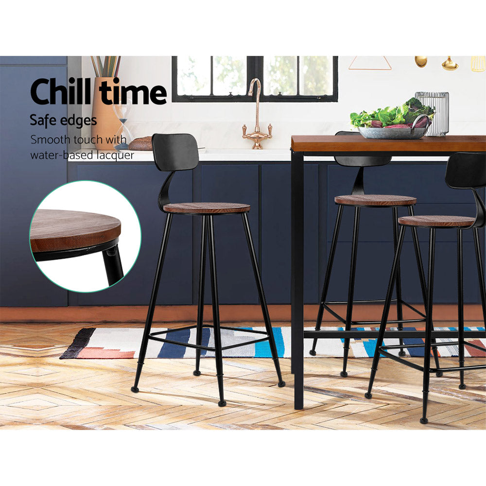 Set of 4 Assen Bar Stools Pinewood Metal - Black