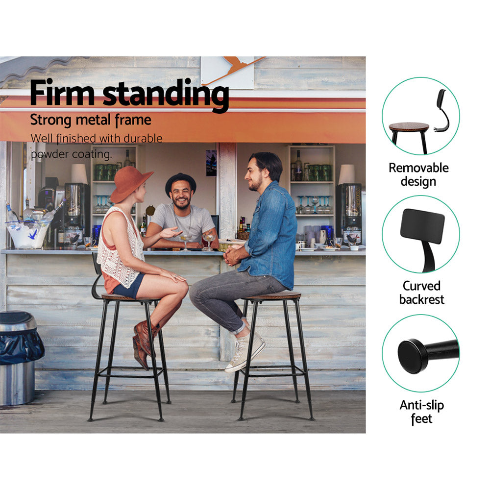 Set of 4 Assen Bar Stools Pinewood Metal - Black