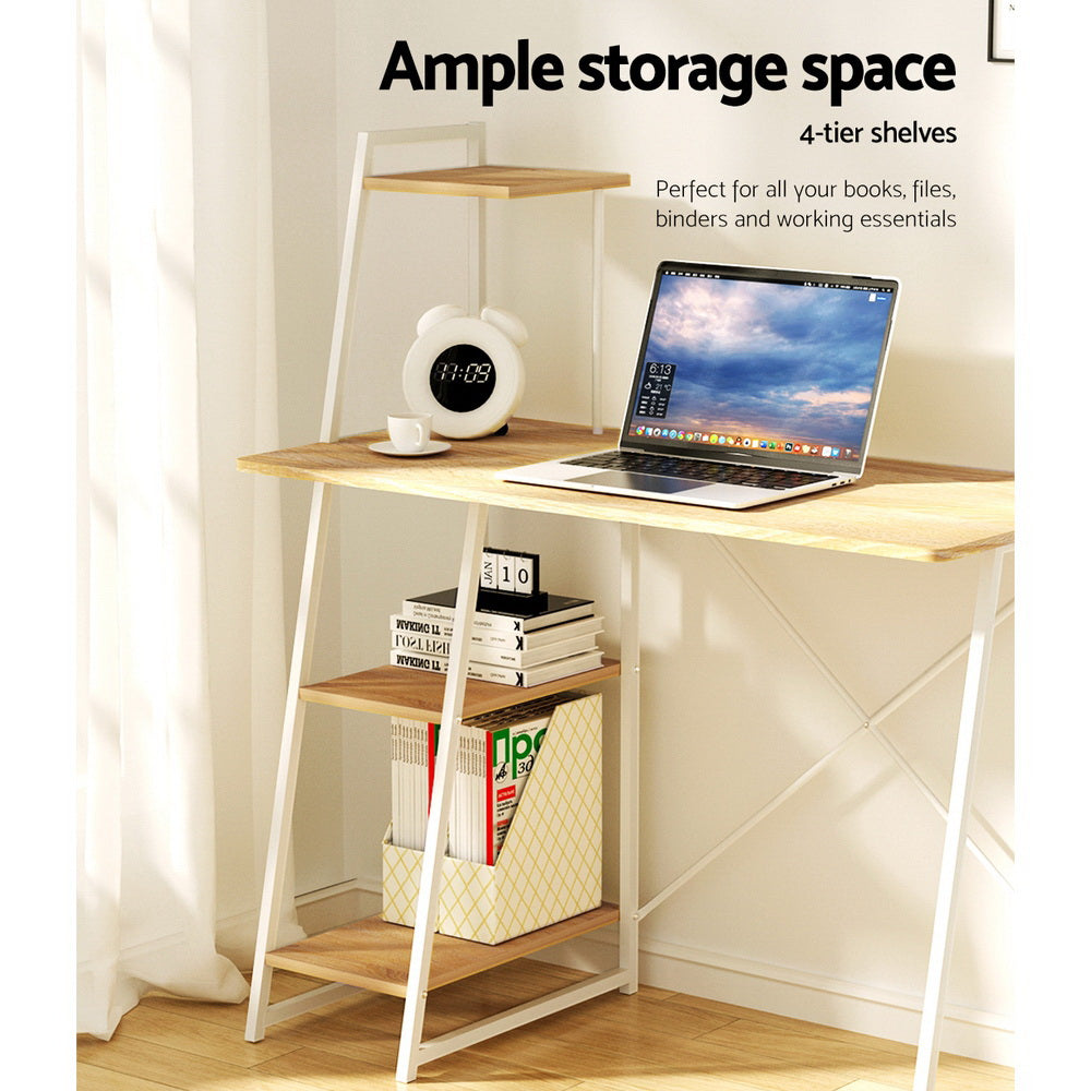 Artiss Computer Desk Bookshelf Storage Oak 100cm