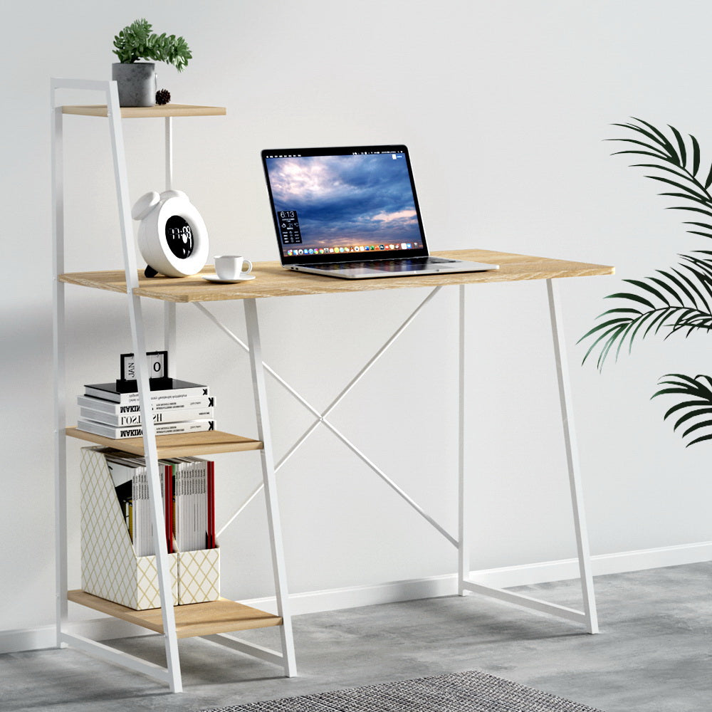 Artiss Computer Desk Bookshelf Storage Oak 100cm