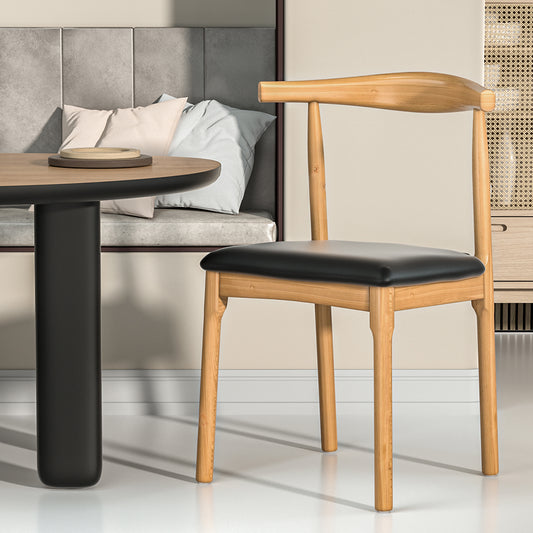 Esme Dining Chair Rubber Wood Leather Seat - Pine & Black