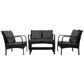 Camborne 4-Seater Furniture Lounge Table Chairs Garden Patio Wicker Sofa 4-Piece Outdoor Sofa - Black