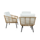 Houda 4-Seater Furniture Rattan Table Chairs 4-Piece Outdoor Sofa - Wood