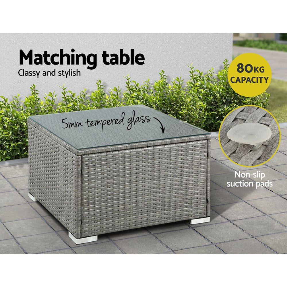 Driffield 4-Seater Furniture Wicker Table Chairs 5-Piece Outdoor Sofa - Grey