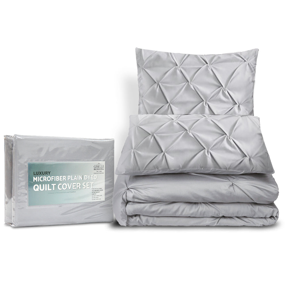 KING Quilt Cover Set Diamond - Pinch Grey