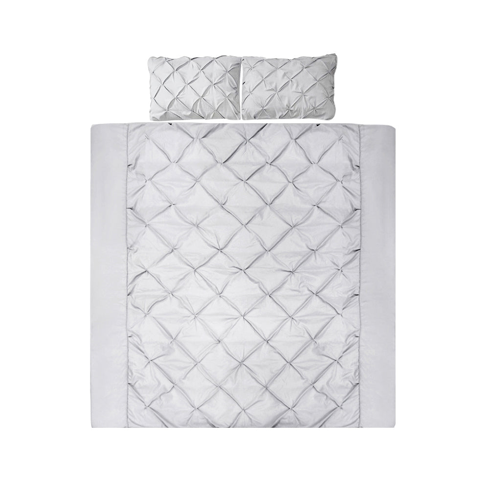 QUEEN 3-Piece Quilt Cover Set Diamond - Grey