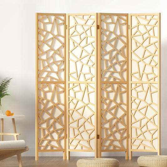 4 Panel Room Divider Screen 162x170cm - Natural