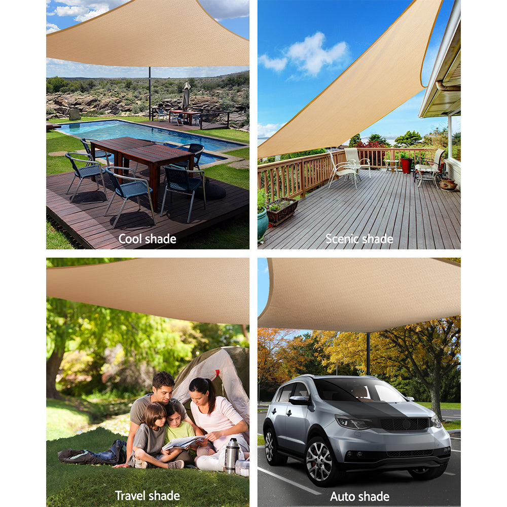 Shade Sail 3x4m Rectangle 280GSM 98% Sand Shade Cloth