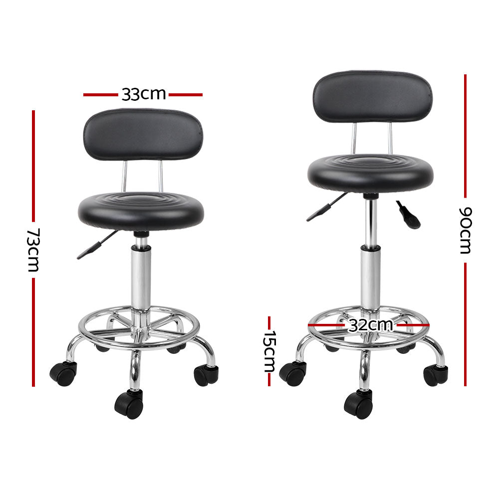 Salon Stool Swivel Chair Backrest Black