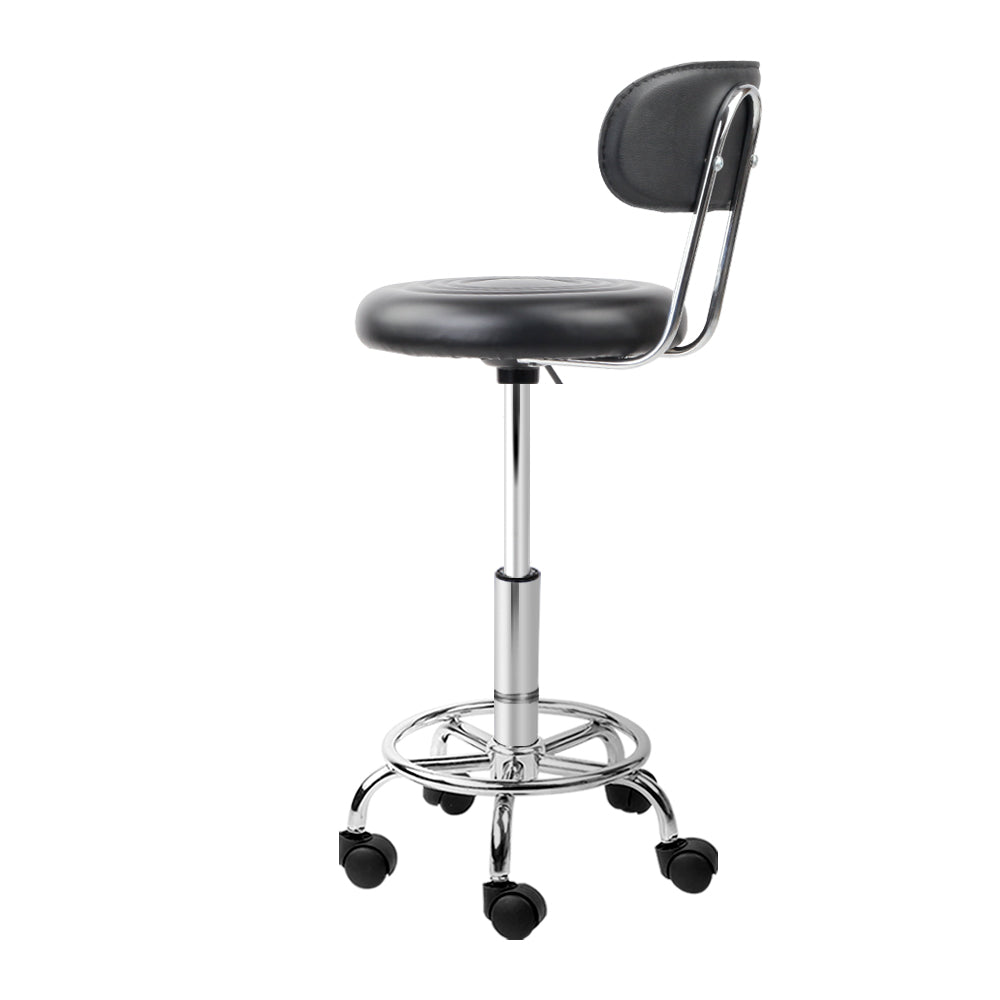 Salon Stool Swivel Chair Backrest Black