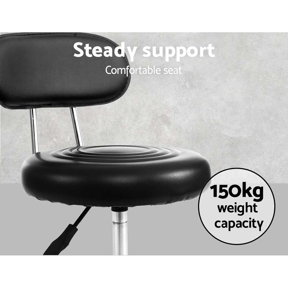 Salon Stool Swivel Chair Backrest Black