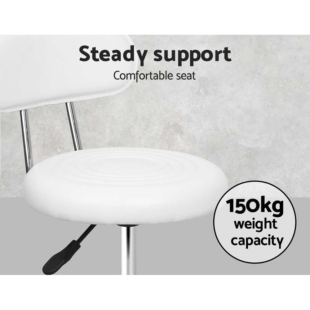 Salon Stool Swivel Chair Backrest White