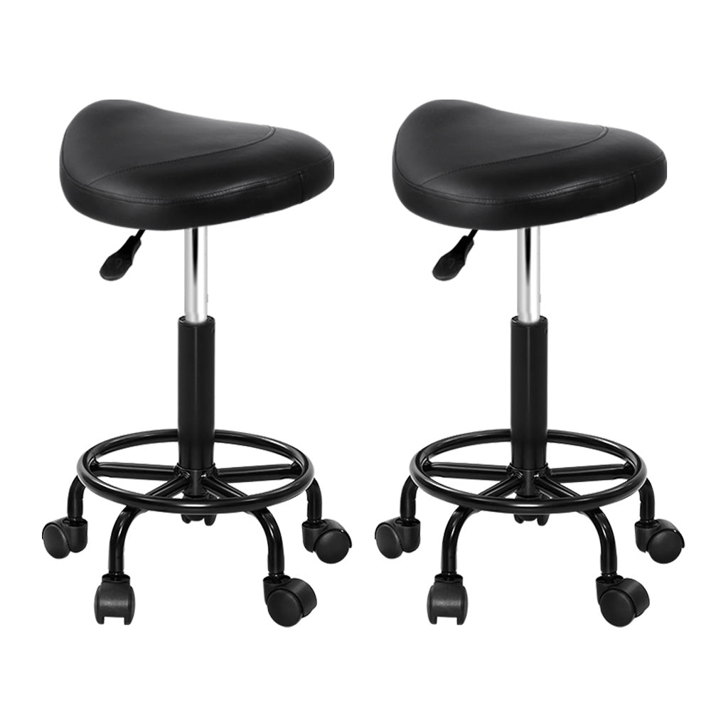 Set of 2 Salon Stool Saddle Swivel Chair