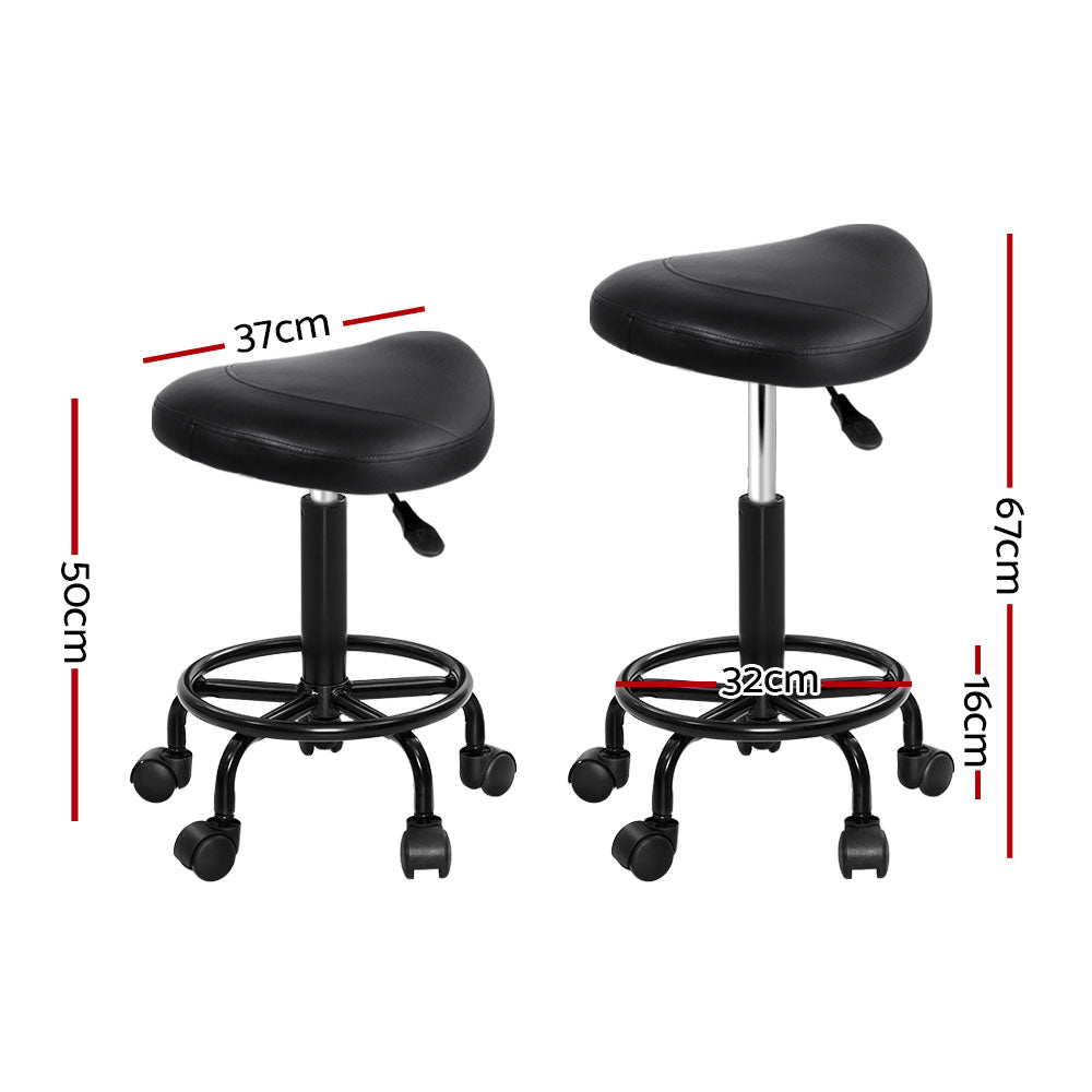 Set of 2 Salon Stool Saddle Swivel Chair