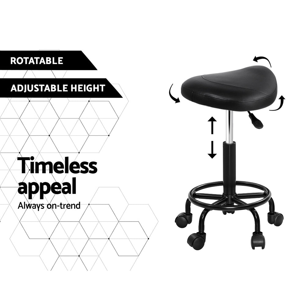 Set of 2 Salon Stool Saddle Swivel Chair