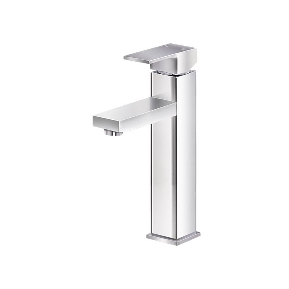 Bathroom Basin Mixer Tap Square Tall Faucet Vanity Laundry Chrome