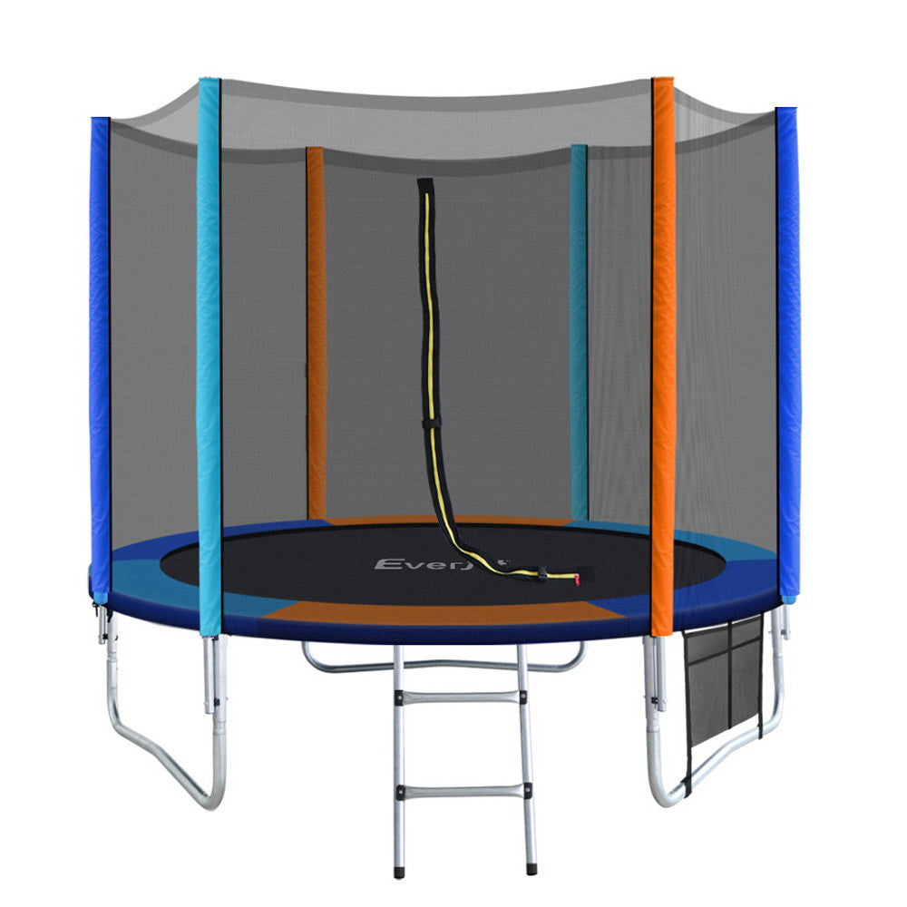 Everfit Trampoline for Kids 8FT with Ladder Enclosure Safety Net Pad Gift Round