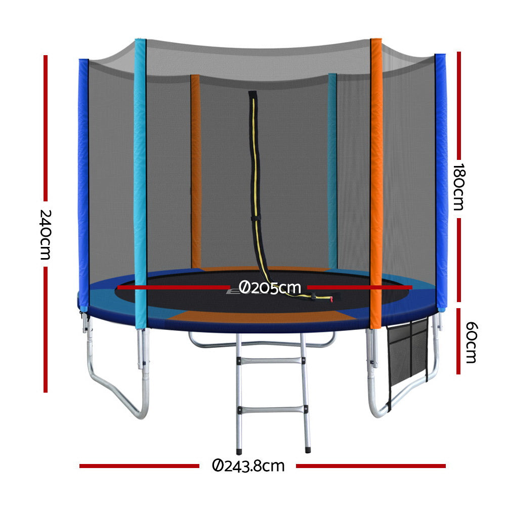 Everfit Trampoline for Kids 8FT with Ladder Enclosure Safety Net Pad Gift Round