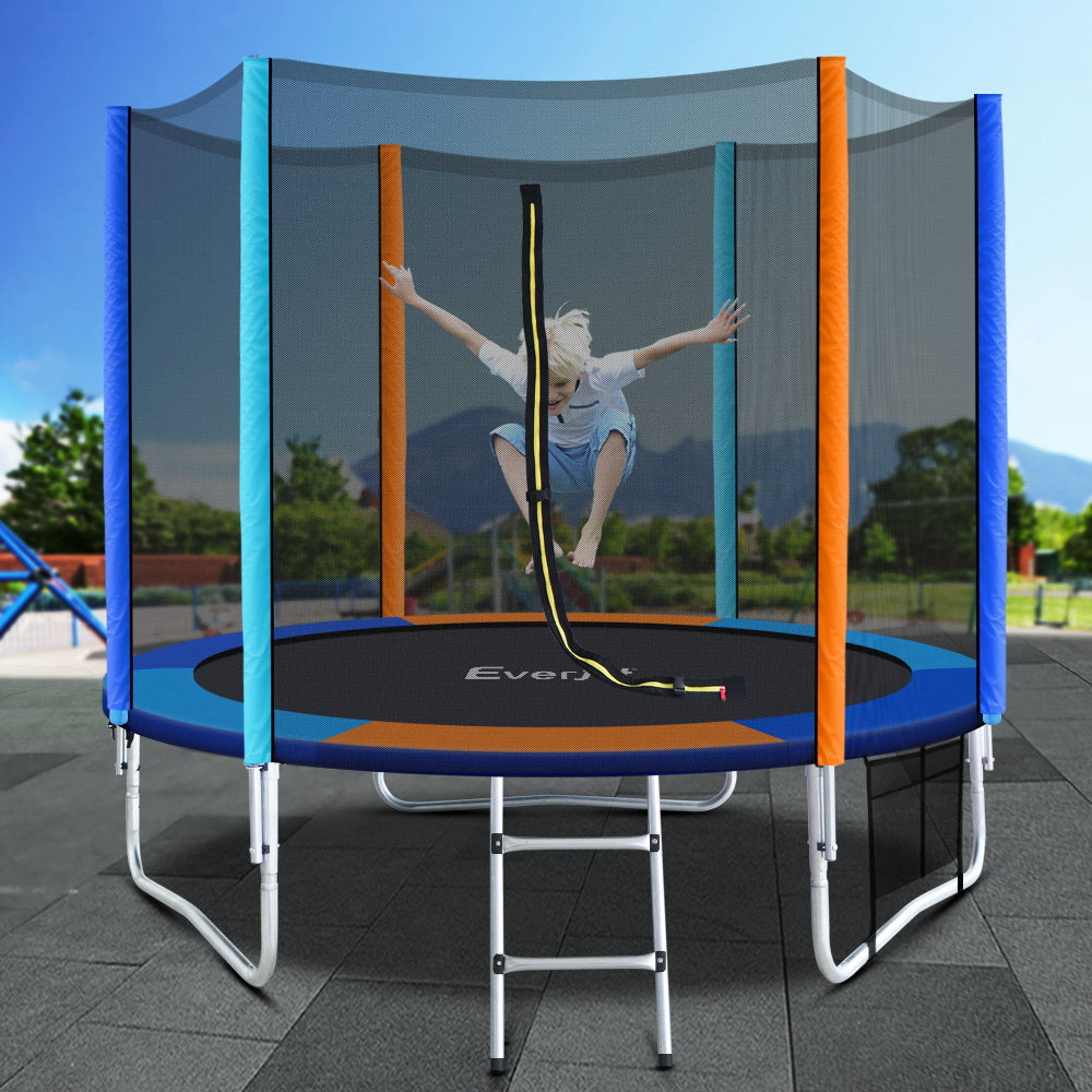 Everfit Trampoline for Kids 8FT with Ladder Enclosure Safety Net Pad Gift Round