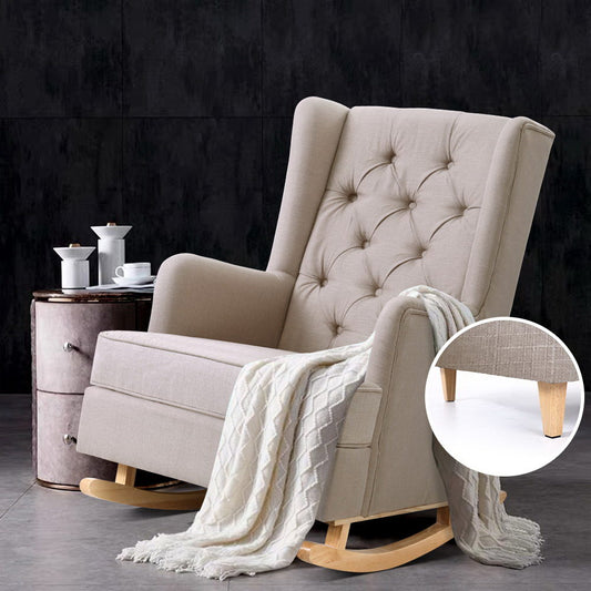 Astraea Rocking Armchair Fabric Chair Lounge Recliner - Beige